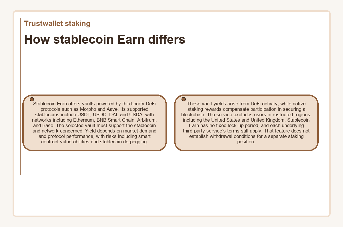 Diagram: Trustwallet staking - How stablecoin Earn differs